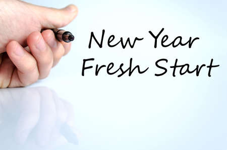 New year fresh start text concept isolated over white backgroundの写真素材