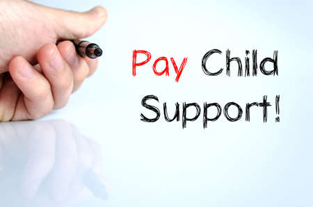 Pay child support text concept isolated over white backgroundの写真素材