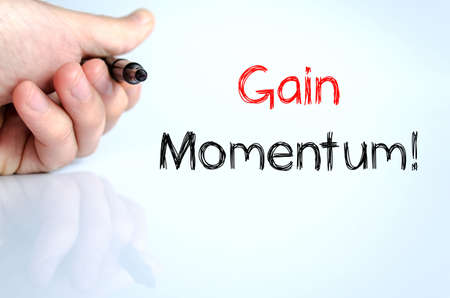 Gain momentum text concept isolated over white backgroundの写真素材