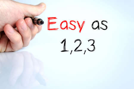Easy text concept isolated over white backgroundの写真素材