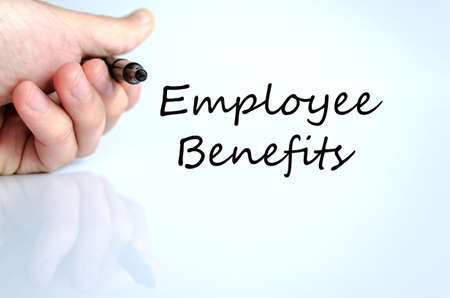 Employee benefits text concept isolated over white backgroundの写真素材