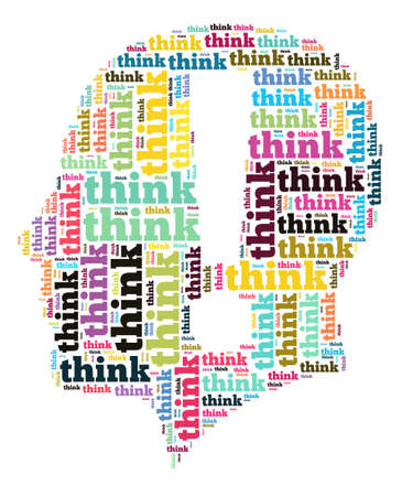 Think word cloud concept in human head shapeの写真素材