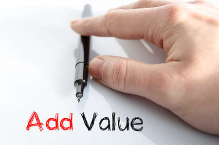 Add value text concept isolated over white backgroundの写真素材