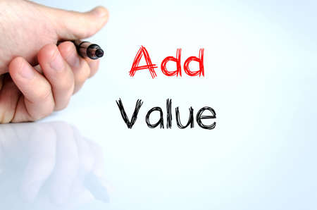 Add value text concept isolated over white backgroundの写真素材