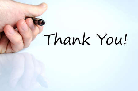 Thank you note in business man handの写真素材