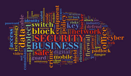 Security word cloud  illustration concept over dark backgroundの写真素材