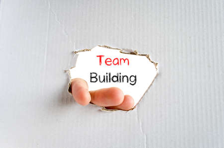 Team building note in business man handの写真素材