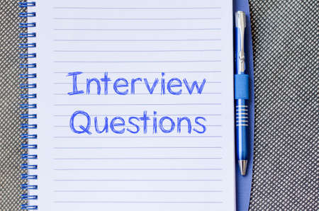 Interview questions text concept write on notebookの写真素材