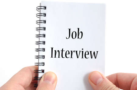Job interview text concept isolated over white backgroundの写真素材