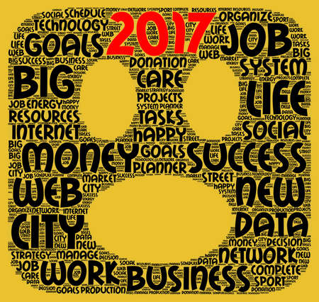 Business 2017 word cloud concept in emoticon shapeの写真素材