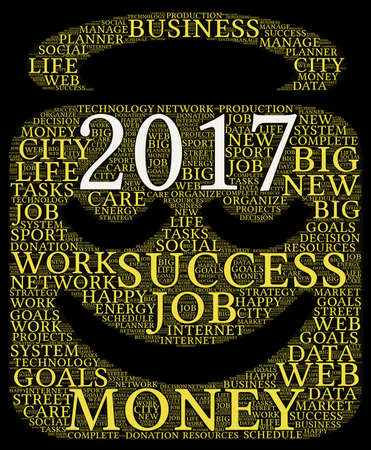 Business 2017 word cloud concept in emoticon shapeの写真素材
