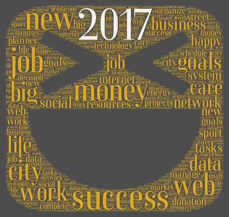 Business 2017 word cloud concept in emoticon shapeの写真素材