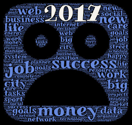 Business 2017 word cloud concept in emoticon shapeの写真素材