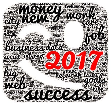 Business 2017 word cloud concept in emoticon shapeの写真素材
