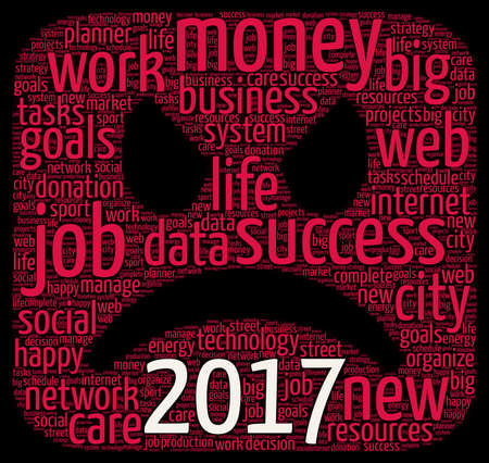 Business 2017 word cloud concept in emoticon shape