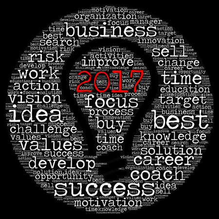 Business 2017 word cloud concept in light bulb shape の写真素材
