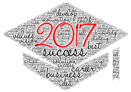 Business 2017 word cloud concept in hat shape の写真素材