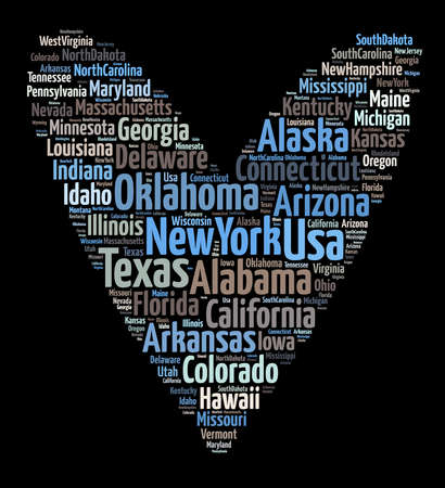 States of the United States over white backgroundの写真素材