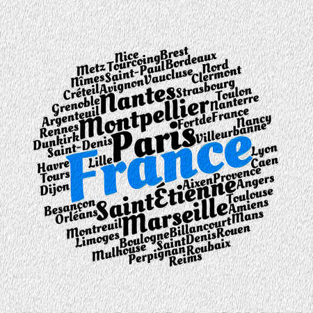 Localities in France word cloud conceptの写真素材