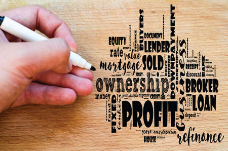 Profit word cloud collage over wooden background