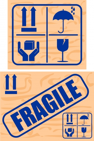 Fragile and Glass stickersのイラスト素材