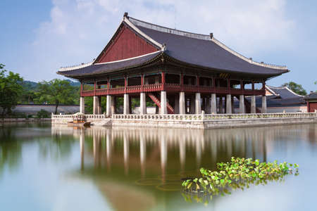 Gyeonghoeru Pavilion of Gyeongbokgung Palace, Seoul, South Korea.のeditorial素材