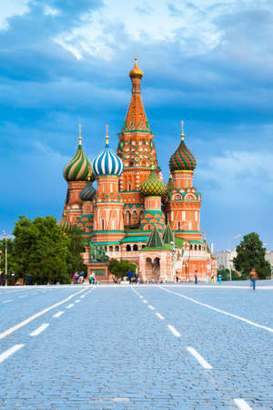 The view of Saint Basil Cathedral on the Red Square Russia