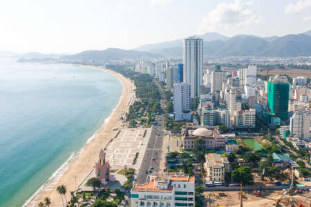 Panoramic daytime view of Nha Trang city, popular tourist destination in Vietnam.のeditorial素材