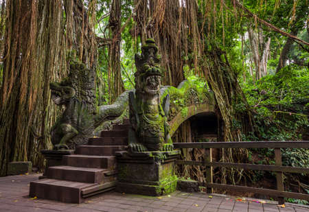 Dragon Bridge in Sacred Monkey Forest Sanctuary, Ubud, Bali, Indonesiaの写真素材