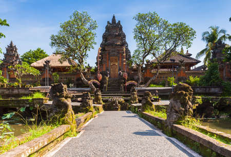 Pura Saraswati Temple with beatiful lotus pond, Ubud, Bali, Indonesiaのeditorial素材