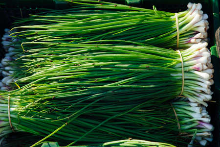 Green onion at the street market in Vietnam