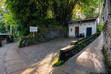 Ubud, Indonesia - February 28, 2016: Quiet road in the beautiful morning light, Ubud, Bali,...