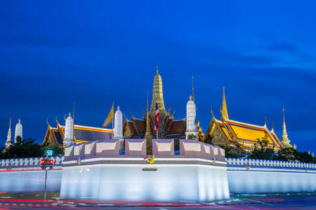 Grand Palace at dusk, Bangkok, Thailand.のeditorial素材