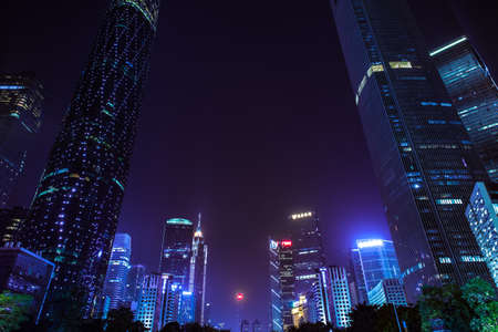 Guangzhou, China - October 4, 2016: Dusk view of the  Flower Square and modern skyscrapers in Guangzhou downtown, China on Octover 4, 2016.のeditorial素材