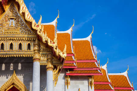 Wat Benchamabophit also known as Marble Temple at sunset in Bangkok, Thailand.の写真素材
