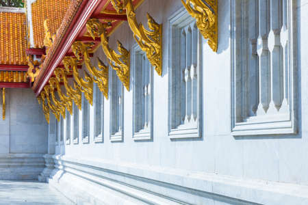Wat Benchamabophit also known as Marble Temple at sunset in Bangkok, Thailand.の写真素材