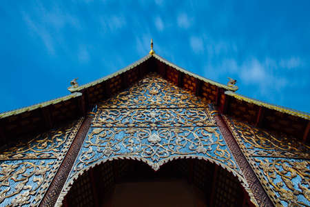 Wat Chiang Man at night, the oldest temple in Chiang Mai, Thailand.のeditorial素材