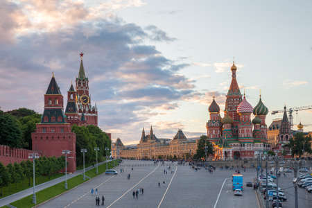 Beautiful sunset view of the Red Square, Moscow, Russia.のeditorial素材