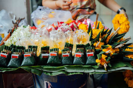 Chiang Mai, Thailand - August 27, 2016:  An offerings stall at the Warorot market on August 27, 2016...