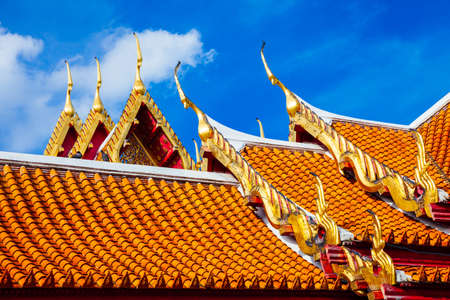 Bangkok, Thailand - September 10, 2016: Architectural details of Wat Benchamabophit also known as Marble Temple on Septemper 10, 2016 in Bangkok, Thailand.のeditorial素材