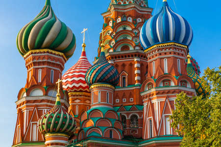 A view of Saint Basil's Cathedral in the morning, Red Square, Moscow, Russiaの写真素材