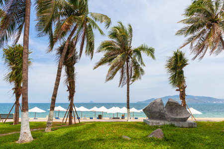 The Nha Trang Beach on a sunny day, the popular tourist destination in Vietnamの写真素材