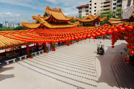 Thean Hou Temple decorated with lantern for the Chinese New Year, Kuala Lumpur, Malaysiaのeditorial素材