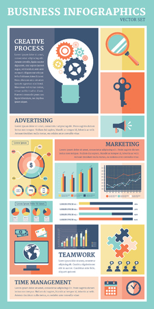 Retro business flat icons infographics vector set.のイラスト素材