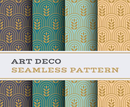 Art Deco seamless pattern with 4 colours backgroundのイラスト素材