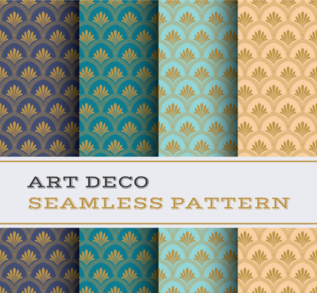 Art Deco seamless pattern with 4 colours backgroundのイラスト素材