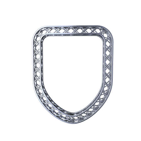 Truss frame in form of shield. Isolated on white background.3D rendering illustration.