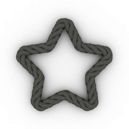 Braided frame in form of star. Isolated on white background.3D rendering illustration.の写真素材