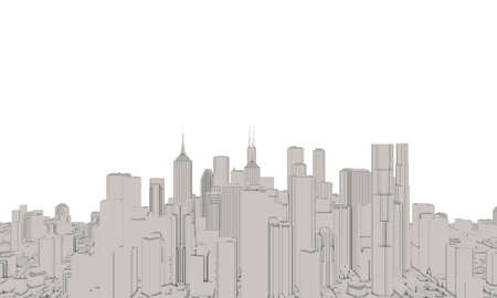 3D model of city on white background. 3D rendering illustration.の写真素材