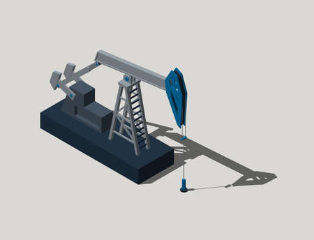 Oil pump jack.Isolated on grey background.3D rendering illustration.Isometric view.の写真素材